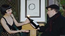 Craig Newmark receives Magnum of Au Bon Climat Around the World Pinot Noir from Drue