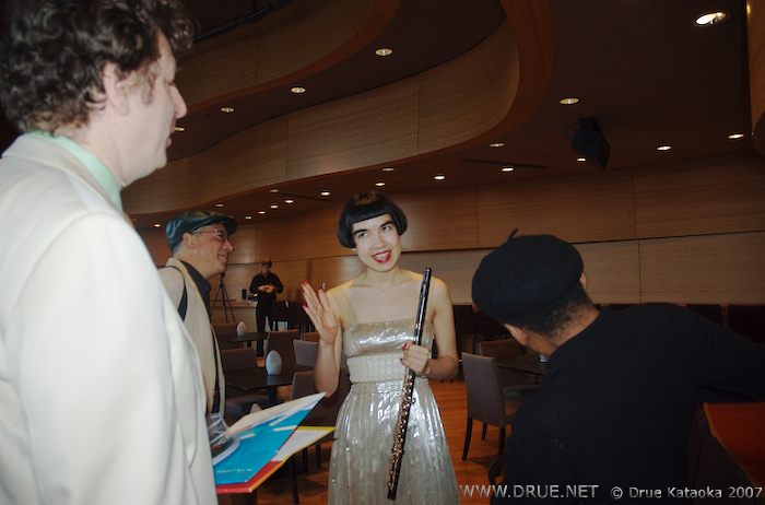 Drue talks with Jazz at Lincoln Center Curator Phil Schaap, Senior Staff Photographer Frank Stewart and Ernie Gregory