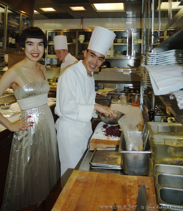 Drue observes the masterful techniques of Chef Charlie Trotter's Kitchen