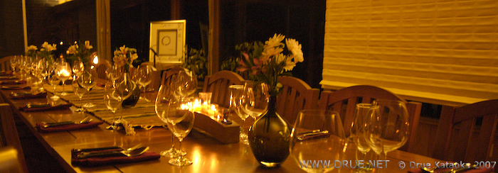 Around the World Honoree Jim Clendenen's Teak Table Aglow